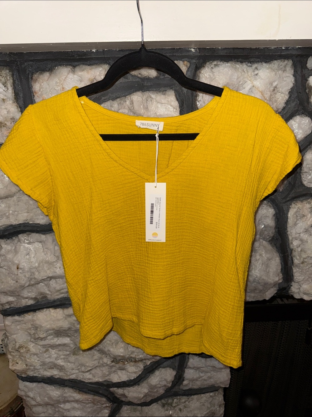78 & Sunny mustard yellow Gauze Top- size medium nwt